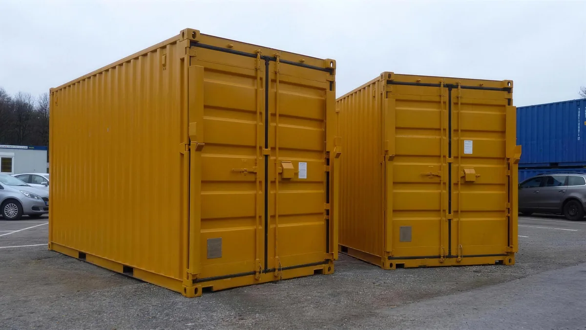 Detail der Türsicherung eines Lagercontainers