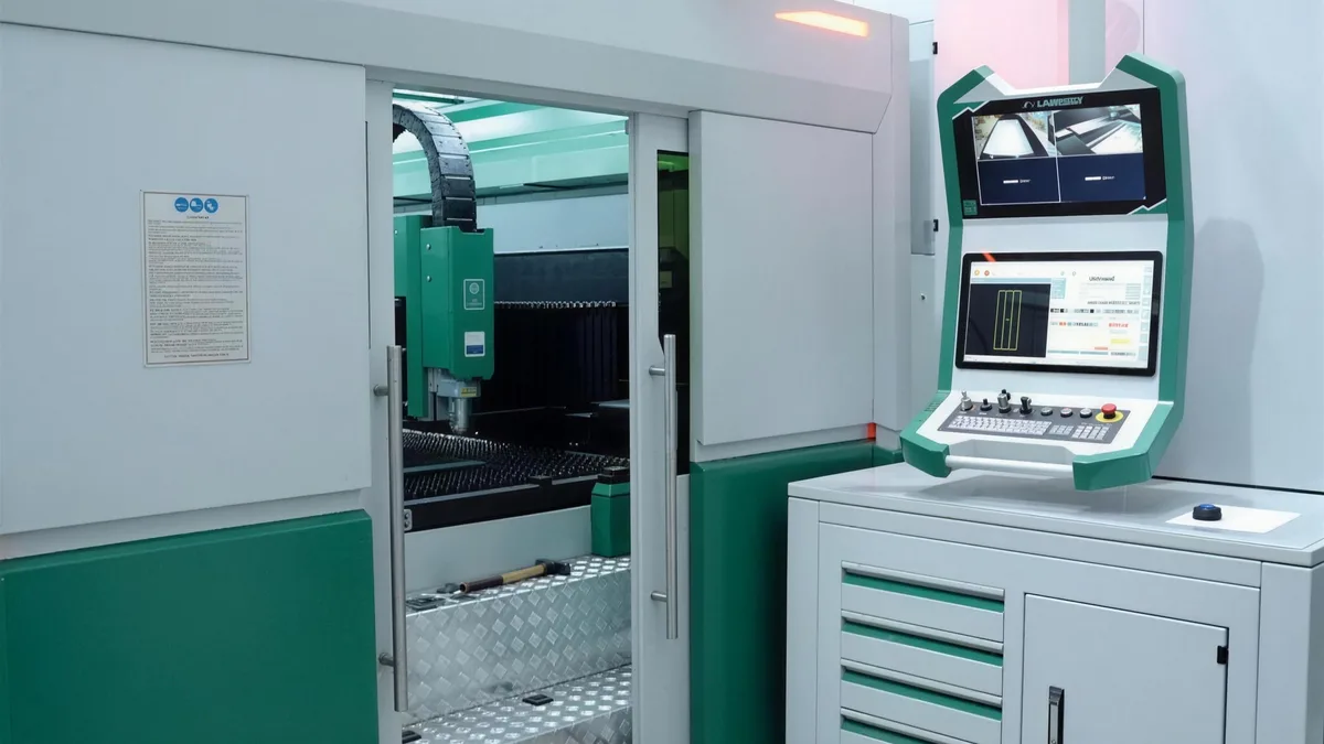 Laserschneidanlage in der Fertigung von Container Rent Petri