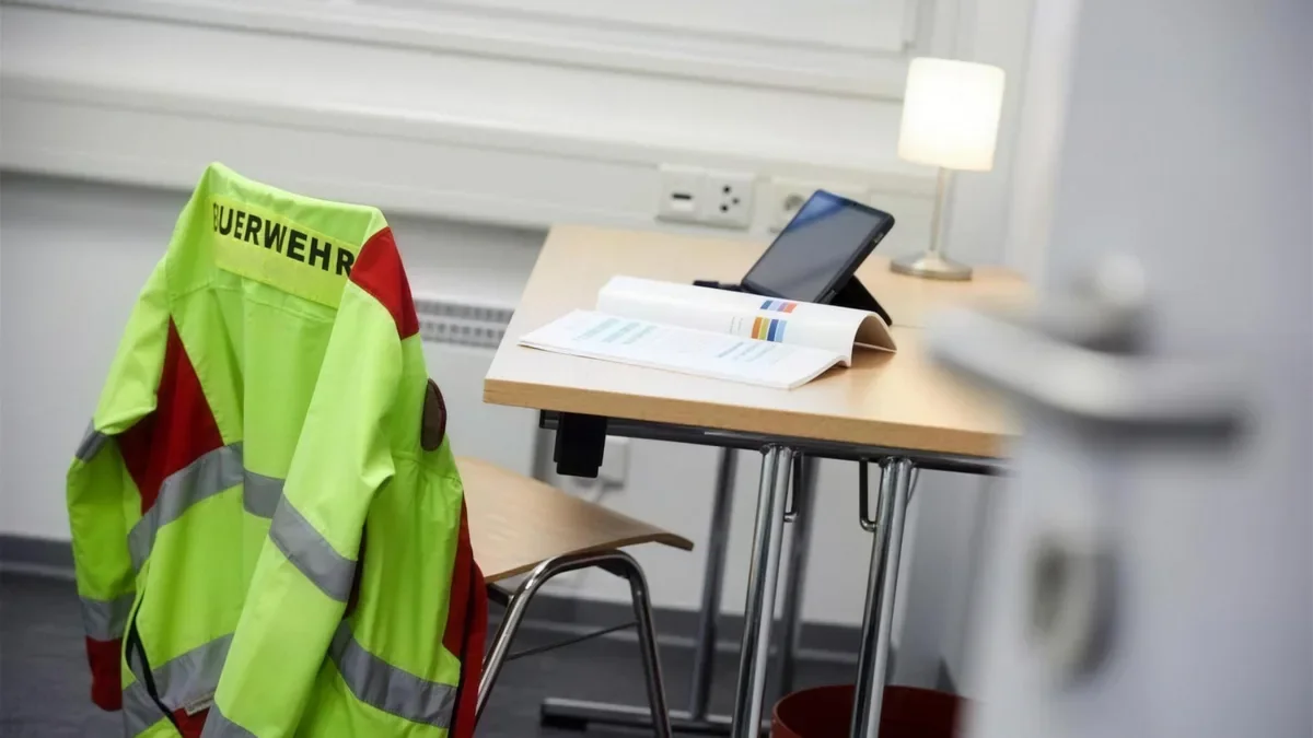 Eingerichteter Arbeitsplatz mit Unterlagen und Tablet