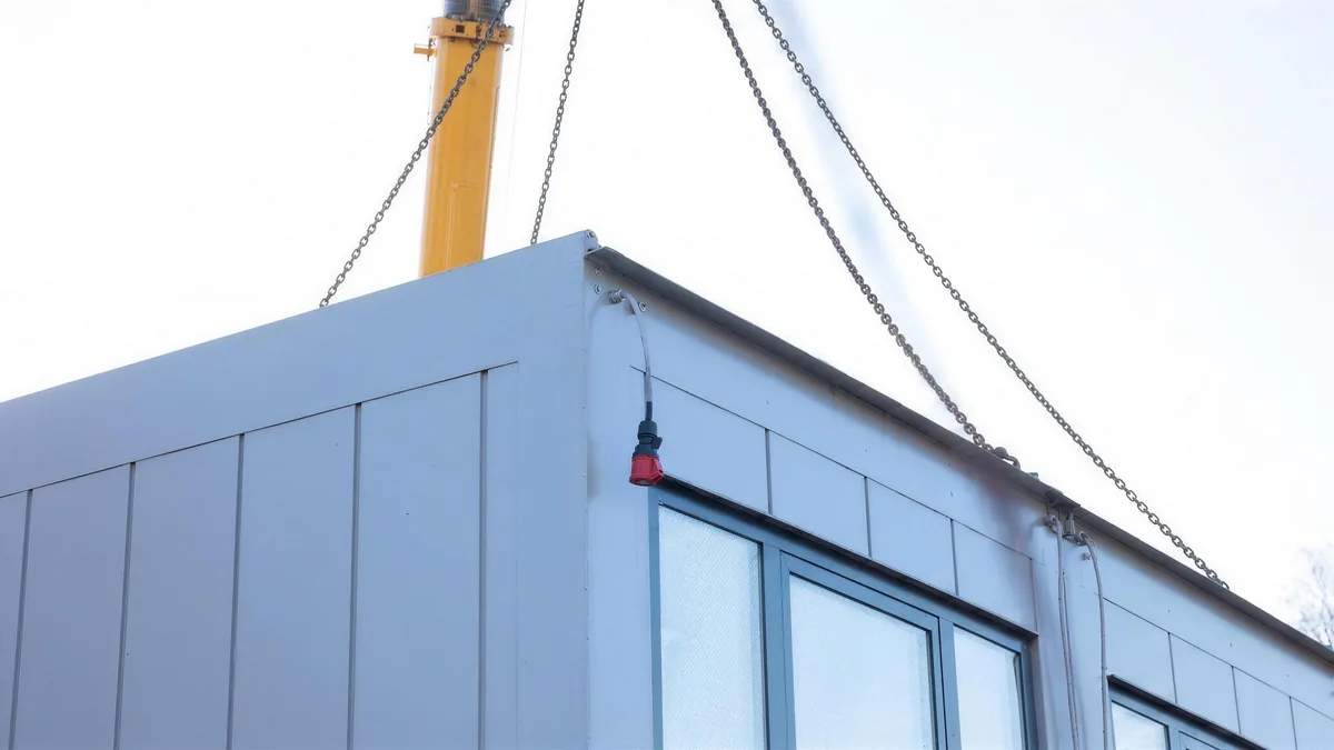 Nahaufnahme eines ECON+ Raumsystems von Container Rent Petri